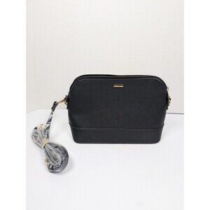 Lovevook Black Faux Leather Dome Crossbody Shoulder Bag Purse NWOT